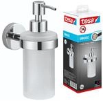 tesa SMOOZ Seifenspender-Set, satiniertes Glas und verchromter Edelstahl -