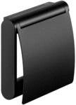 KEUCO Plan Toilettenpapierhalter mit Deckel, offene Form, Metall schwarz matt, Made