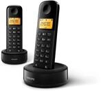Philips Schnurloses Telefon D1602B/01 Duo - DECT Telefon 2 St&uuml;ck - Haustelefon mit