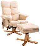 HOMCOM Relaxsessel mit Hocker 360&deg; Drehbar aus Kunstleder Cremewei&szlig;