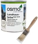 OSMO Landhausfarbe High Solid 0,75 L Mittelbraun 2606 + Fl&auml;chenstreicher...