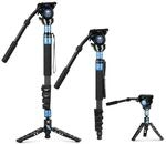 SIRUI P-325FL Carbon Fiber Video Einbeinstativ Monopod Set mit Standfu&szlig;, 179,6cm