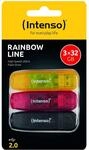 Intenso Rainbow Line 3x32 GB USB-Stick USB 2.0, gelb, rot und schwarz