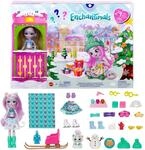 Enchantimals Adventskalender mit Sybill Schneeleopard Puppe (6-in), Tierfigur, & 24