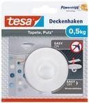 tesa Deckenhaken Tapeten und Putz, Wei&szlig;, 0,5 Kg