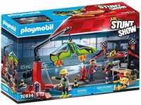 PLAYMOBIL Air Stuntshow 70834 Servicestation mit Kran, Spielzeug-Werkstatt für