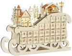 HOMCOM Adventskalender zum Bef&uuml;llen mit 24 Schubladen LED-Lichtern Schlitten-Form,