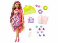 Mattel Barbie Totally Hair Puppe im Blumenlook, 21,6cm langes Fantasieh HCM89