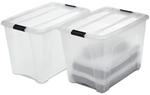 Iris Ohyama Aufbewahrungsboxen mit Deckel, 60L, 2er-Set, Transparent, Sicherer