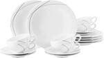 Seltmann 001.759139 Trio Modern Porzellan Teeservice, Rund mit Relief, Grau,