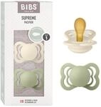 BIBS Supreme Schnuller, 0-6 Monate, 2er-Pack, Ivory/Sage | Symmetrischer Sauger 