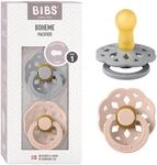 BIBS Boheme Schnuller 2er-Pack. BPA-frei., Kirschform Nippel. Naturkautschuk /...