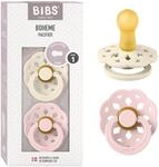 BIBS Boheme Schnuller 2er-Pack. BPA-frei, Kirschform Nippel. Naturkautschuk/Latex,
