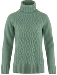 Fj&auml;llr&auml;ven Damen &Ouml;vik Cable Knit Roller Neck Sweatshirt, Patina Green, L