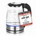 EMERIO Glas Wasserkocher mit 1.7 Liter Volumen | 2200 Watt | blaue LED