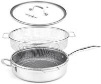 LIVINGTON Titan Pan Pfanne &ndash; beschichtete Edelstahl Pfanne 24cm mit