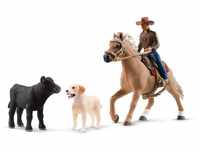schleich FARM WORLD 42578 Bauernhof Rodeo Abenteuer Spielset, 6-Teiliges Tiere Set