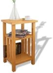 vidaXL Nachttisch, 27x35x55 cm, Massives Eichenholz & MDF-Furnier, Braun,...