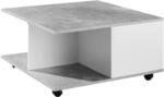 Wohnling Design Couchtisch 70x70 cm Zementgrau/Wei&szlig;, Wohnzimmertisch mit 2
