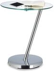 Relaxdays Kaffeetisch Glas u. Chrom, runder Beistelltisch f. Kaffee Tee, Ablage f.
