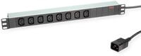 ROLINE 19"-Steckdosenleiste 8fach C13 + C20-Stecker, Aluminium, 2 m