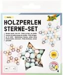 folia 22522 - Holz-Perlen Sterne Set "Pastel", Bastelset mit 160 Holzkugeln und einer