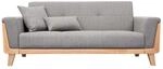 Miliboo Design-Sofa 3 Pl&auml;tze Hellgrau Holzbeine Fjord