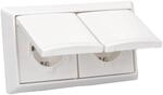 Busch-Jaeger Allwetter 44 Set mit 2 SCHUKO Steckdosen IP44 Alpinwei&szlig; | 2x SCHUKO