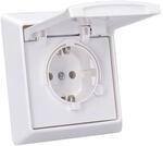 Busch-Jaeger Allwetter 44 Steckdosen-Set mit Klappdeckel IP44 Alpinwei&szlig; | 1x SCHUKO