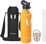 Sparrow Edelstahl Trinkflasche 1L - Thermosflasche mit Strohhalm