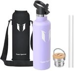 Sparrow Edelstahl Trinkflasche- 0.5L/0.75L/1L- Thermosflasche mit Strohhalm 
