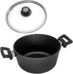 Eurolux Guss-Topf &Oslash; 28 cm Induktion Set mit Glasdeckel (Edelstahlrand) - 6.5 Liter -