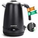 Aigostar Edelstahl Wasserkocher mit Temperatureinstellung, Schwarz Matt | 1,7 Liter,