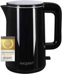 Exquisit WK 6103 sw Wasserkocher - 1,5l Teekocher Doppelwandig 2200W
