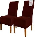 Scheffler Home Stuhlhussen 2er Set Braun Jersey Baumwolle Emma | Waschbare