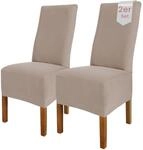 Scheffler Home Stuhlhussen 2er Set Taupe Jersey Baumwolle Emma | Waschbare