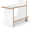 Tojo Freund | Beistelltisch mit Rollen | Designer Beistelltisch aus Holz | Wei&szlig; 