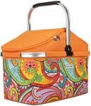 anndora Einkaufskorb 25 Liter Isolierkorb Picknick K&uuml;hlkorb - Paisley orange