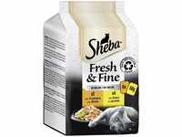 SHEBA Portionsbeutel Multipack Fresh & Fine in Gelee mit Truthahn und Huhn 6 x...