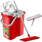 Green Blue Flach-Mopp und 2 in 1 Eimer 8L Wischmop Set Wischmop Bodenwischer Mopp Mop