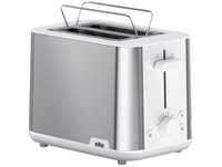 Braun PurShine Toaster HT1510 WH – Doppelschlitz-Toaster, 8 Röstgrade, Aufwärm- &
