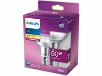 Philips LED Classic E27 Lampe, 60 W, R80, Reflektor, silber, warmweiß