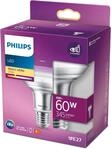 PHILIPS LED Classic E27 Lampe, 60 W, R80, Reflektor, silber, warmwei&szlig;