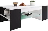 VCM Holz Couchtisch mit ESG-Sicherheitsglas | Sofatisch mit ausreichend Stauraum 