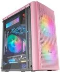 Mars Gaming MC300P Rosa, MicroATX PC Geh&auml;use, Geh&auml;rtetes Glas, Mesh Front, 3xFRGB