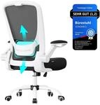 SONGMICS B&uuml;rostuhl ergonomisch, Drehstuhl mit Mesh, Lendenst&uuml;tze, Wippfunktion, 53