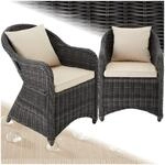 tectake&reg; Alu Polyrattan Gartenstuhl 2er Set, Gartenm&ouml;bel Set mit 2 Sessel,