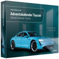 FRANZIS 67203 - Porsche Taycan Adventskalender frozen blue, Metall Modellbausatz im