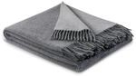 Biederlack Fransenplaid Kaschmirdecke Kaschmirplaid grau-Silber Kaschmir Wolle...