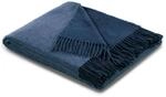 Biederlack Fransenplaid Kaschmirdecke Kaschmirplaid Jeans- Marine Kaschmir Wolle